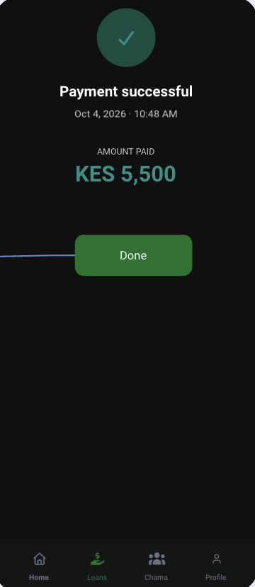 Bora app confirming a KES 5,500 payment